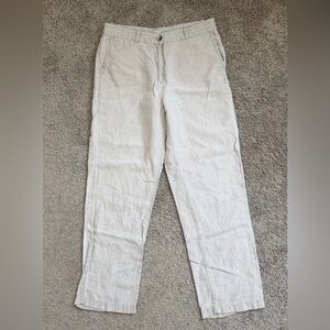 LL Bean Classic Fit Cream Linen Pants